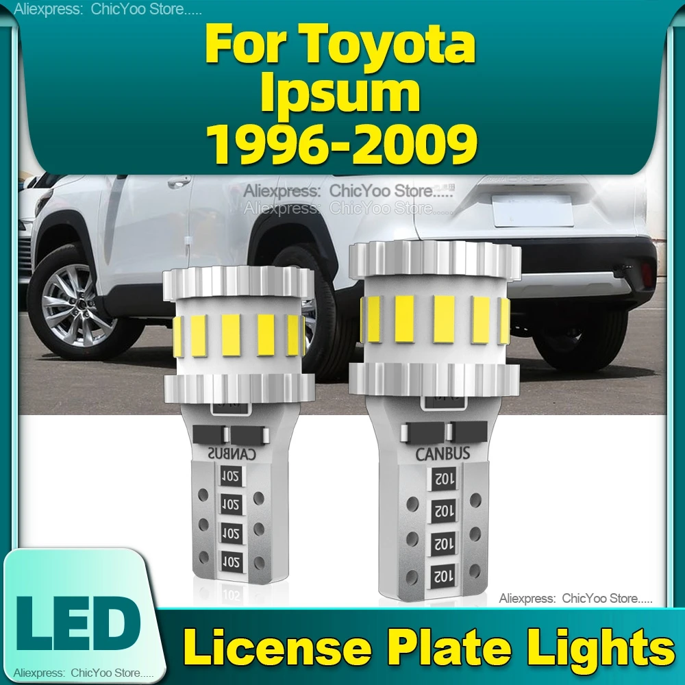 2Pcs High Bright W5W LED Car License Plate Light T10 800LM For Toyota Ipsum 1996 1997 1998 1999 2000 2001 2002 2003 2004 05-2009