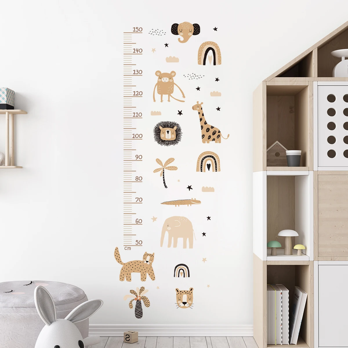 Cartoon Animals Height Wall Sticker for Kids Baby Room for Measure Height Children\'s Room Wall Decals Living Room Bedroom