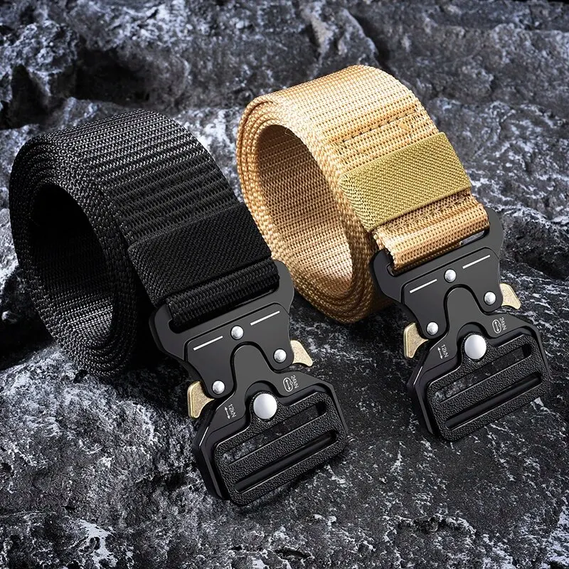 Men\'s Belt Outdoor Hunting Tactical Mens Belt Multifunctional Combat Survival High Quality Canvas Nylon Mens Belt Sport Belt