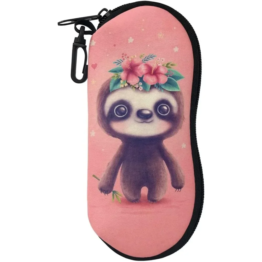 Baby Sloth Glasses Case Pouch Prints Zipper Soft Eyewear Storage Box Outdoor Travel Portable Anti-Pressure Sunglasses Bag