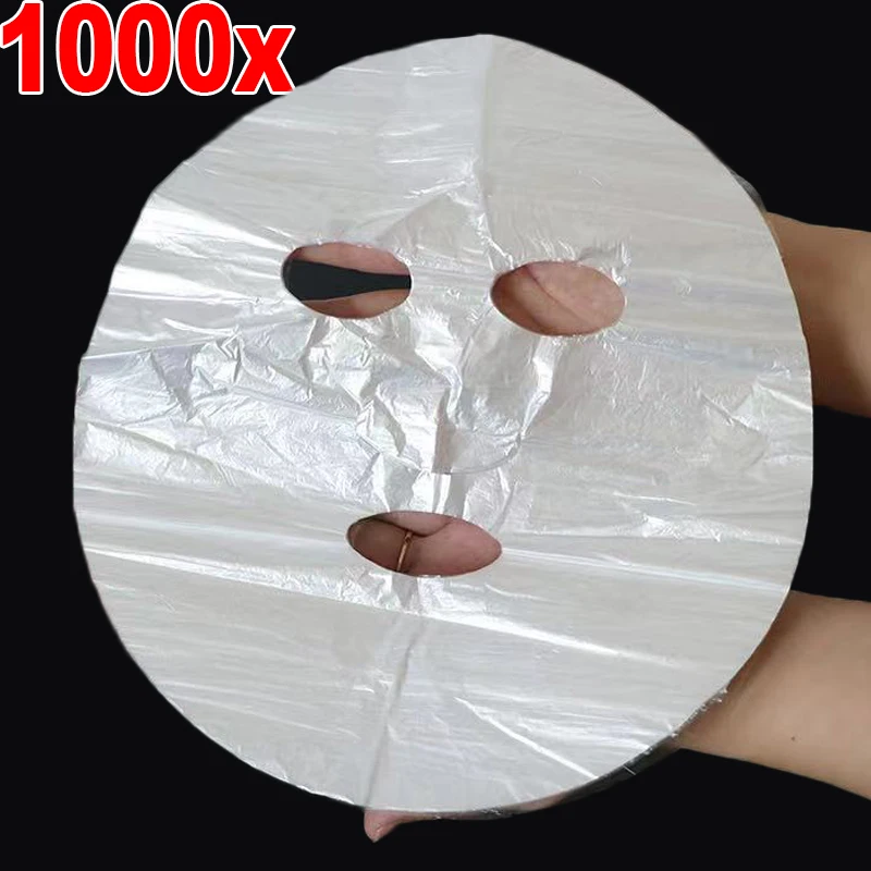 100-1000pcs Transparent PE Masks Paper Disposable Face Plastic Film Full Face Cleaner Mask DIY Wrap Facial Beauty Healthy Tools