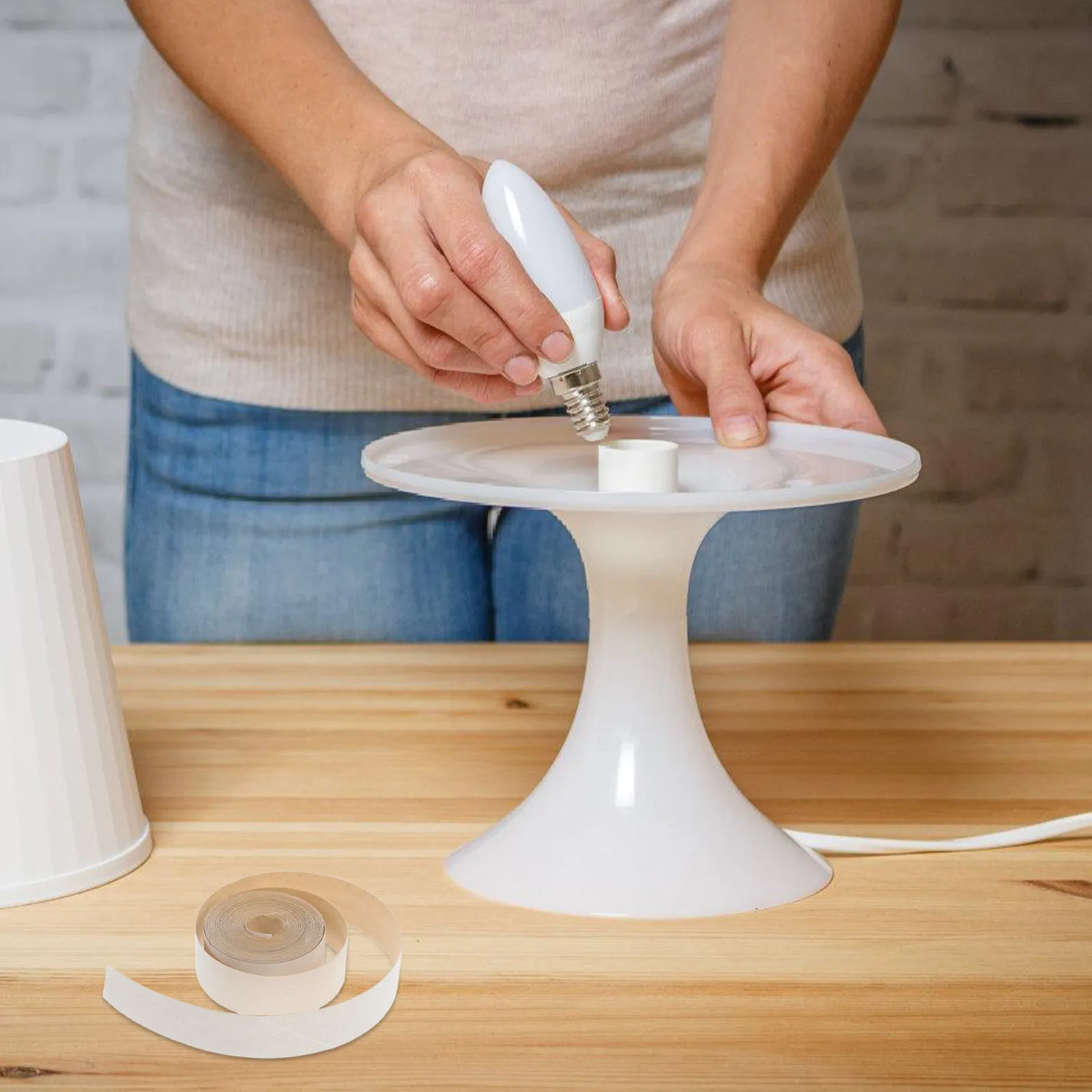 1 Roll Linen Lampshade Edge Trim Tape Self Adhesive Natural Fabric for DIY Light Shade Cover Edging Home Decor Lamp Banding