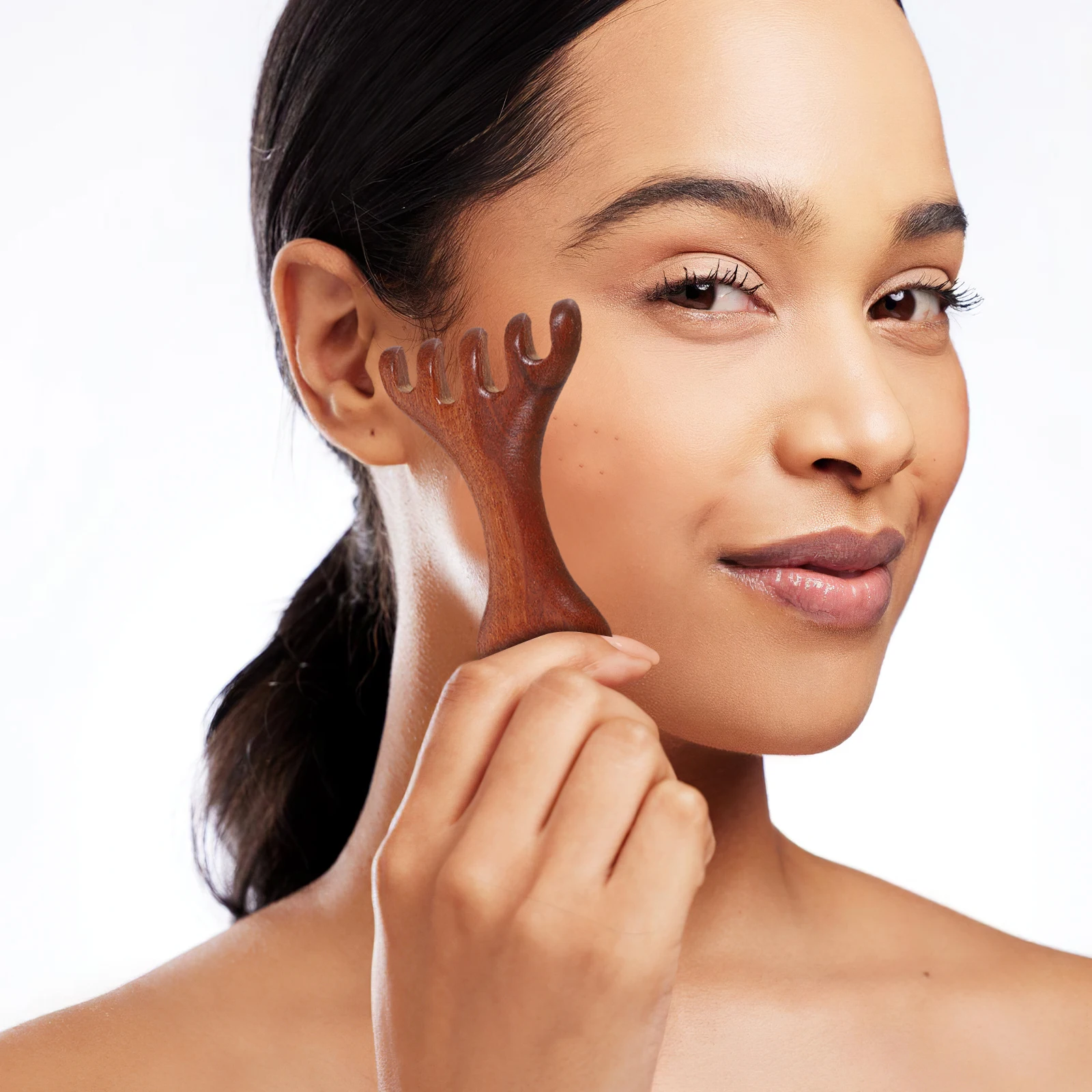 2 szt. Naturalny drewniany masażer do skóry głowy, ręczny grzebień do masażu pięcioma palcami, narzędzie do masażu twarzy i szyi, terapia Gua Sha, szerokie zęby do meridianów