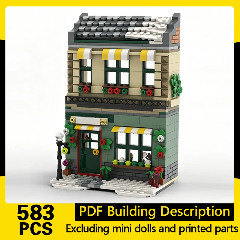 

City Street View Model MOC Building Bricks Winter Flower Shop Modular Technology Gifts Holiday Assemble Children Toys Suit