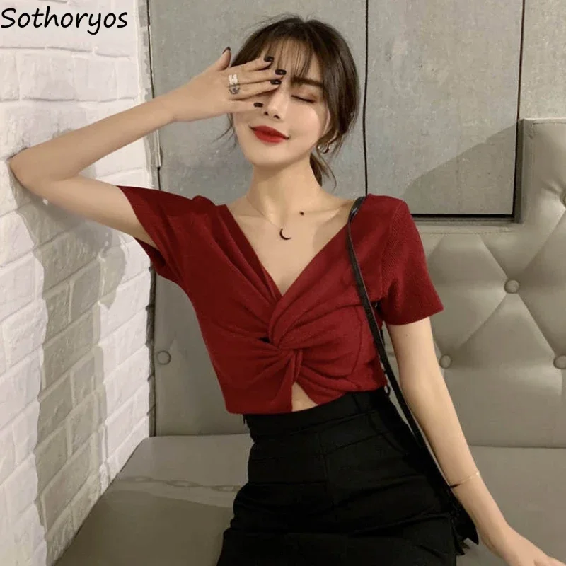 Pullovers Women Criss-cross 6 Colors Solid Simple Designed All-match Daily Leisure Special Korean Style Basics Fashion Tender