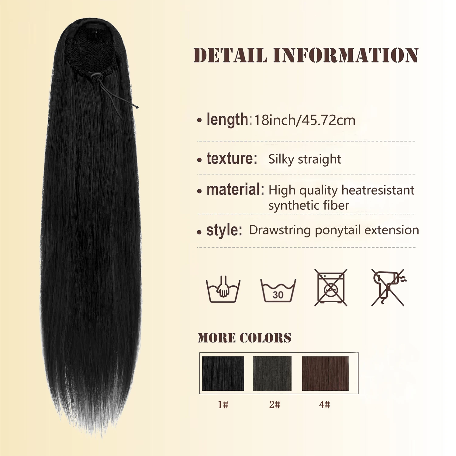 Ponytail Extensions Drawstring Long Straight Fake Pony Tail Soft Clip in Hair Extension Synthetic Heat Resistant view 4