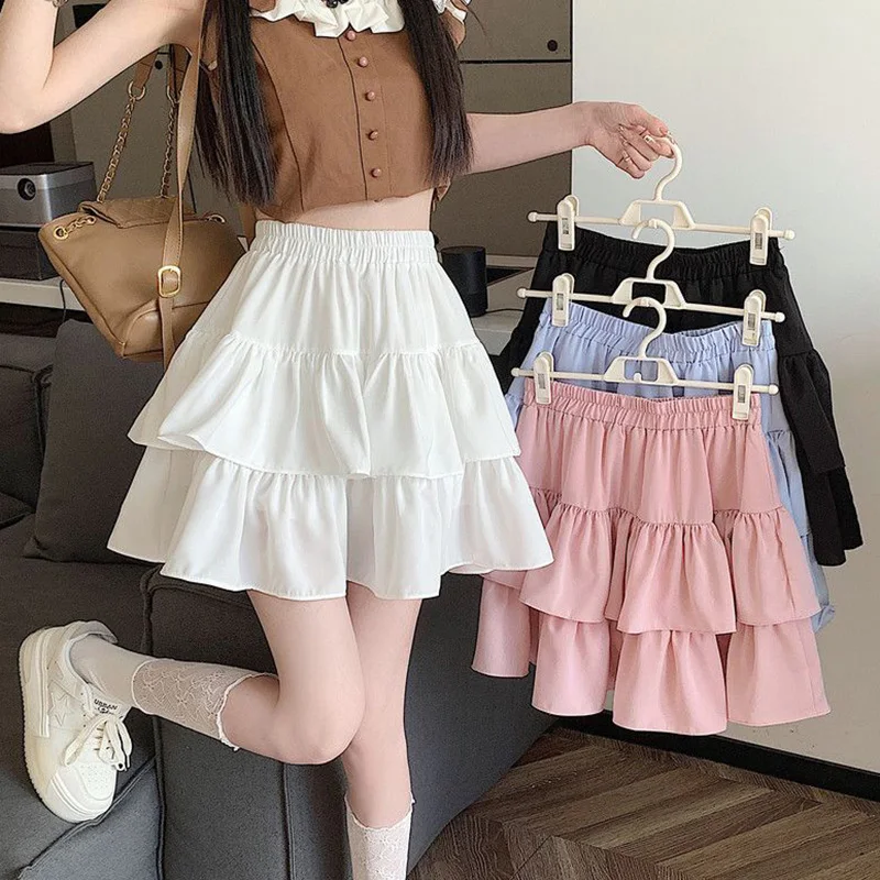 

Летние модные юбки-трапеции для женщин, корейские короткие платья с завышенной талией, облегающие, с драпировкой, для девушек