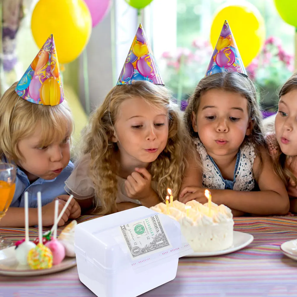 

Money Box Cake Birthday Holder Pull Out Kit Round Bag Prop Plastic Party Pulling
