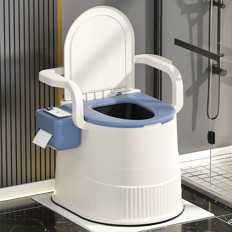 

Bedside Toilet for Elderly, Portable Raised Toilet Seat & Mobile Urinal, Adjustable Commode Chair for Bedroom and Home Use