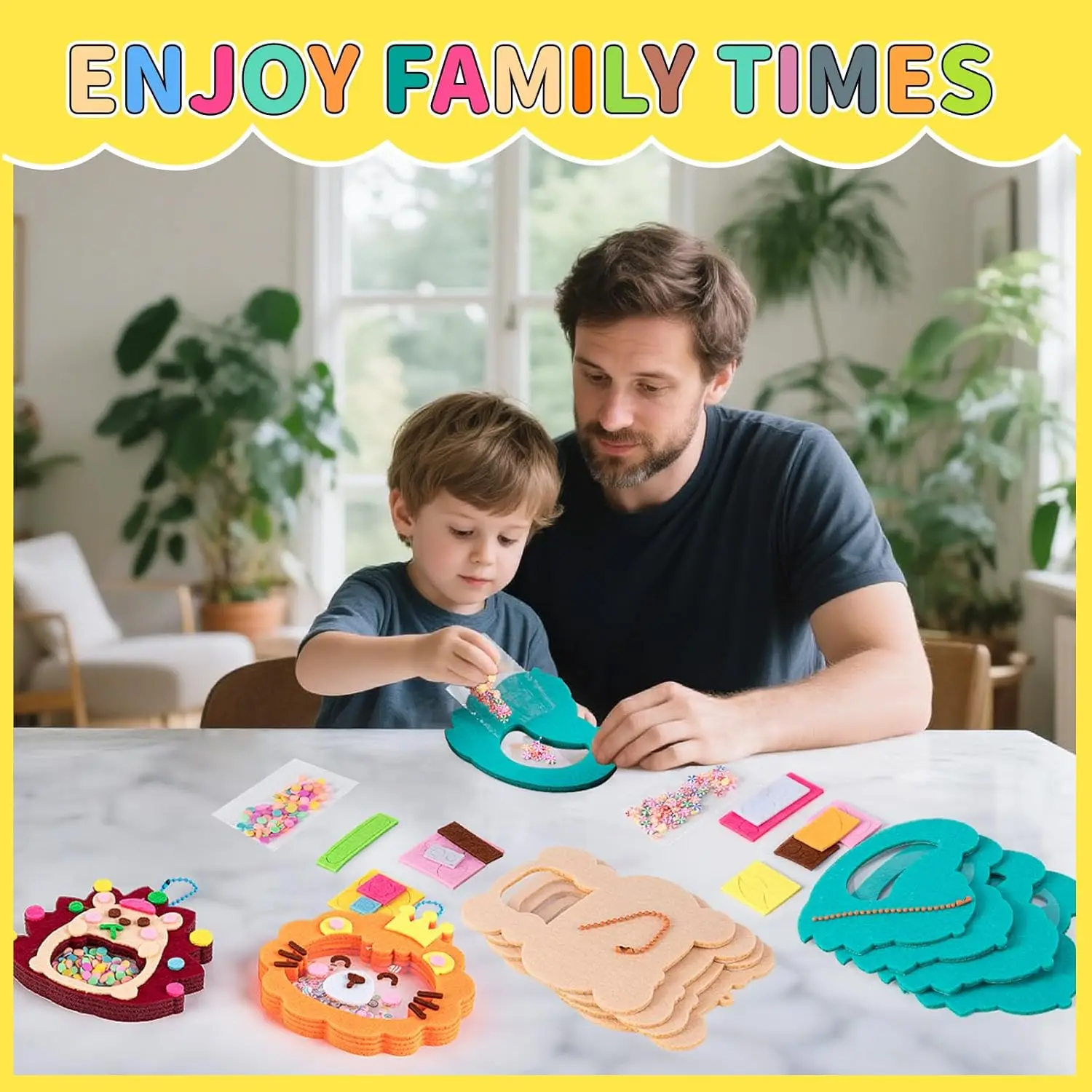 Cute Cartoon Shaker Charm DIY Felt Pendant Kids Craft Toy Keychain Ornament DIY Craft Supplies Party Favors Birthday Gifts Toys