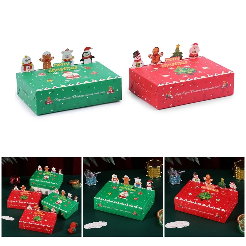 Pack Of 24 Christmas Cookie Boxes Elegant Packing Box for Holiday Treats and Gifts Stylish Seasonal Gifting Supplies