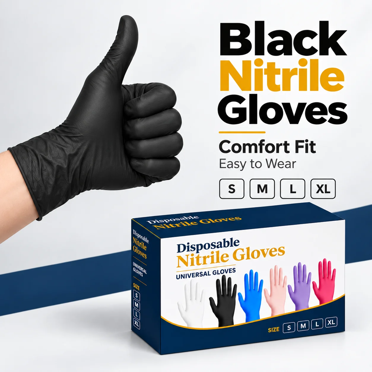 20/50/80PCS Nitrile Black Gloves Disposable Powder Free Latex Free Nitrile Gloves Household Cleaning Kitchen Cooking Food Prep