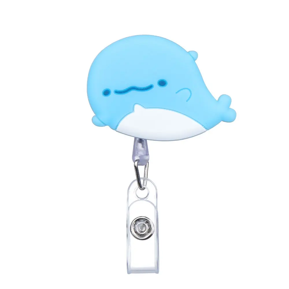 

Cute New Flower Pull Buckle Fruit Alligator Clip Colorful ID Badge Card Clips Badge Holder Cartoon Silicone Badge Reel