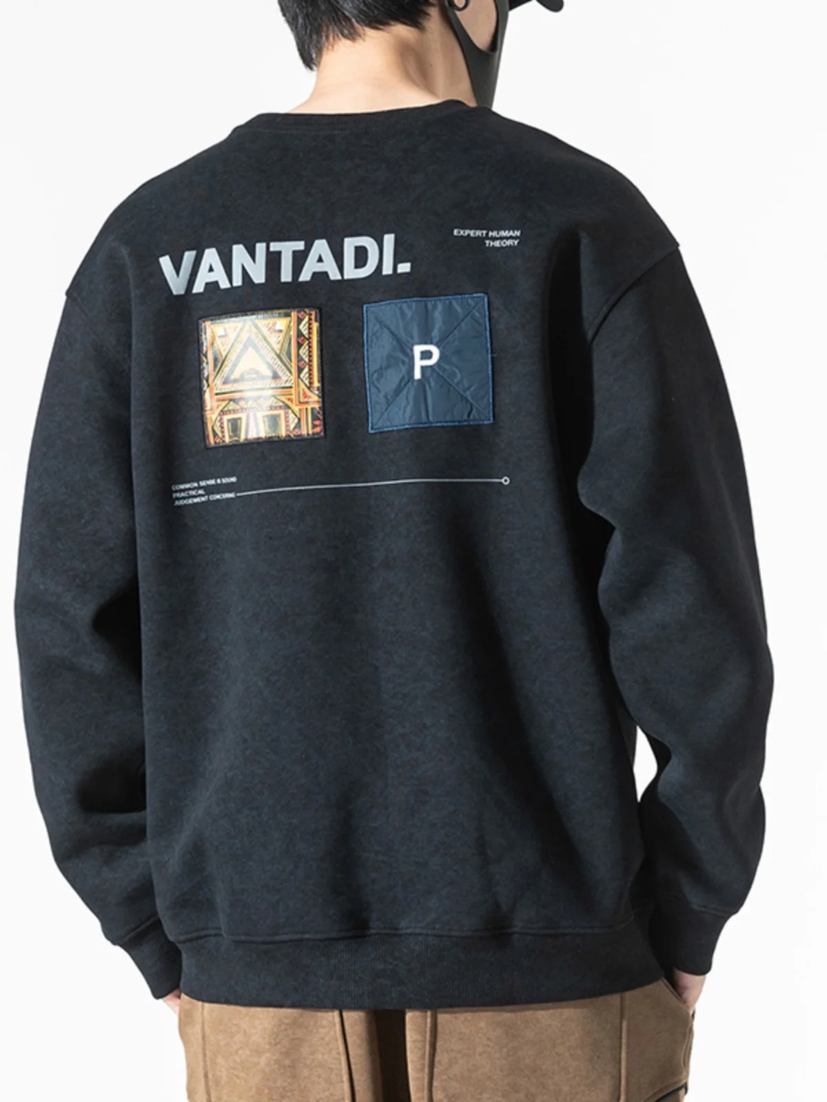 

American Retro Fce Lined Loose Fit Long Sve round Ne Men's Sweatirt Autumn Winter Casual Sle Thiened Cotton Pol...