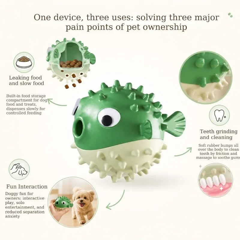Auto Bounce Fish Treat Dispenser Pet Toy Dog Cat Interactive Puzzle Toy Slow Feeding Ball for Boredom Relief Mental Stimulation