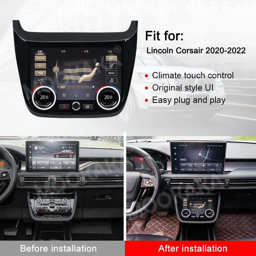 

For Lincoln Corsair 2020 2021 2022 AC Panel Air Conditioner Climate Control Touch Stereo Board Screen Headunit Original Style