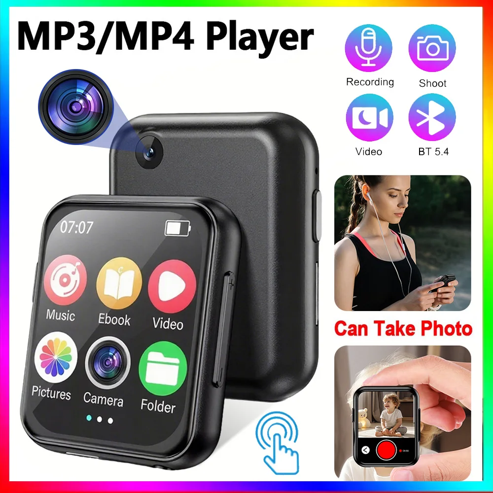 بلوتوث 5.4 شاشة لمس كاملة 720P كاميرا مشغل MP3 ترقية جديدة مشغل موسيقى MP3 المدمج في مكبر الصوت مشغل فيديو FM/الكتاب الإلكتروني