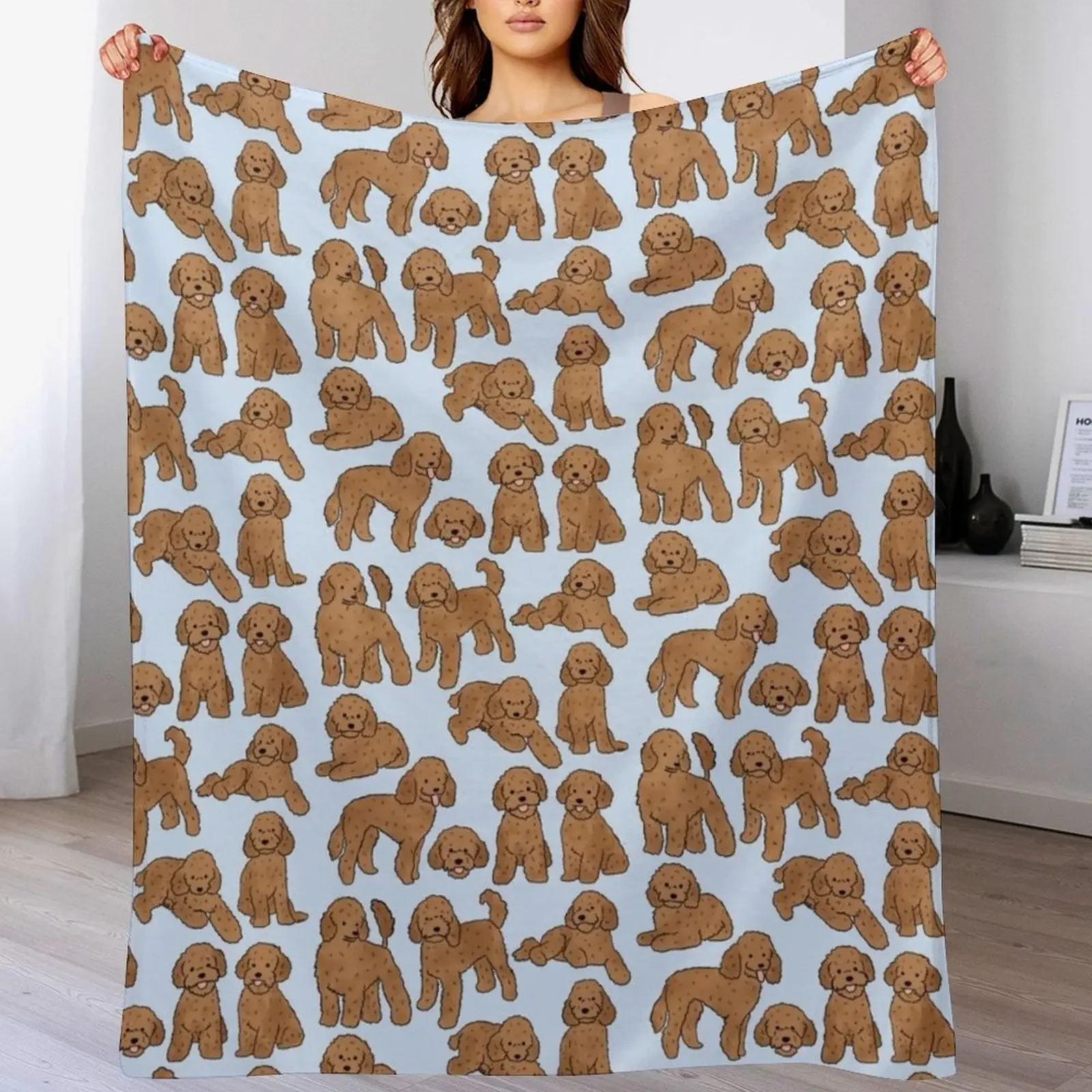 Toy poodle dog pattern Throw Blanket Luxury Designer Fashion Sofas Blankets