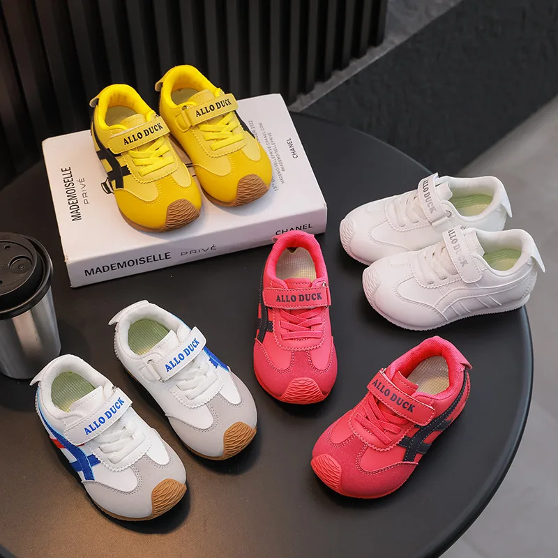 Kids'Casual Shoes Color Blocking PU Leather Fashion Autumn Shoes For Children Breathable Anti-slip Red Yellow Size 21-39
