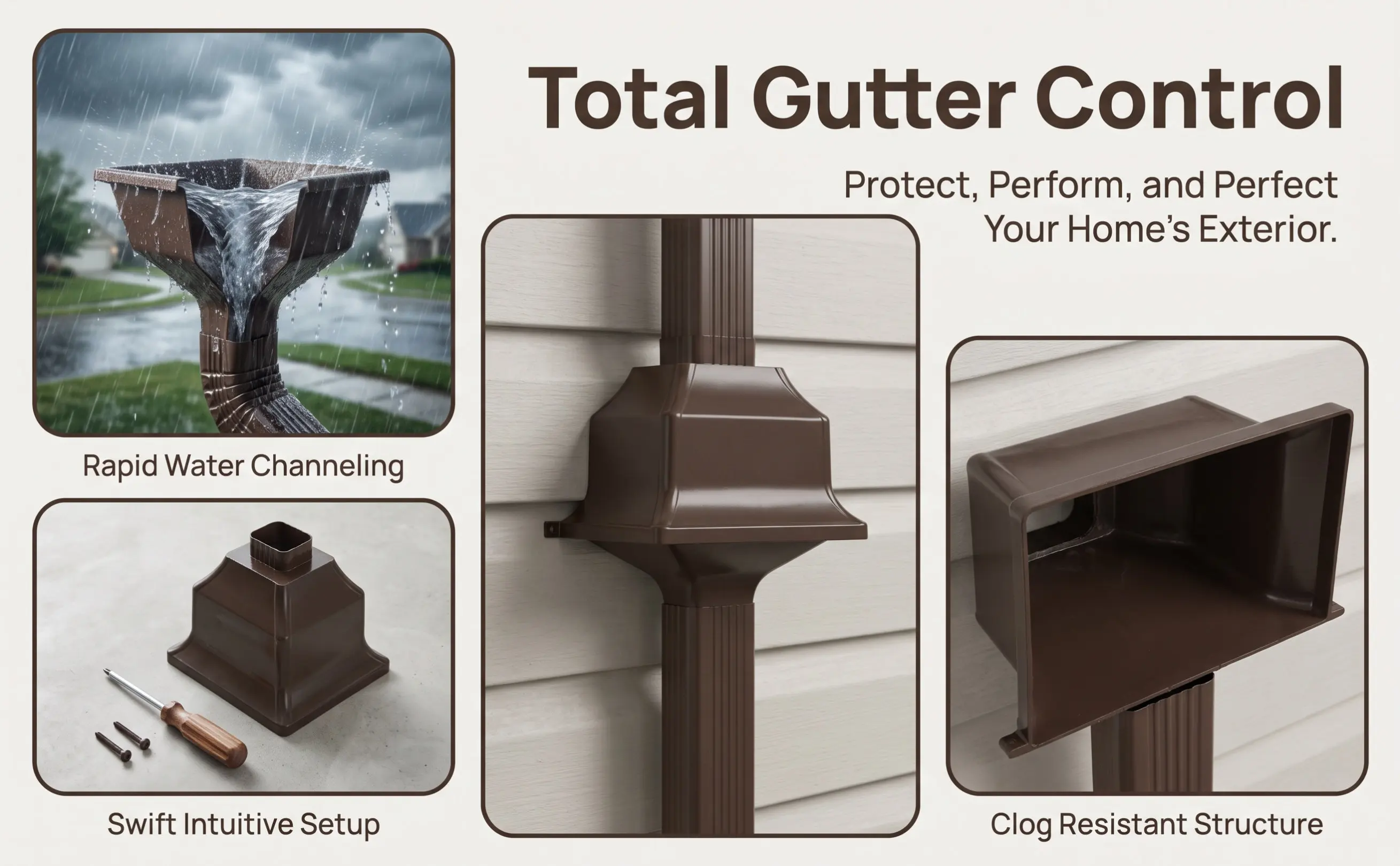 Outdoor Aluminum Alloy Rainwater Diverter Gutter Adapter Downspout Drainage Collector Funnel Roof Rainwater Collection Pipe