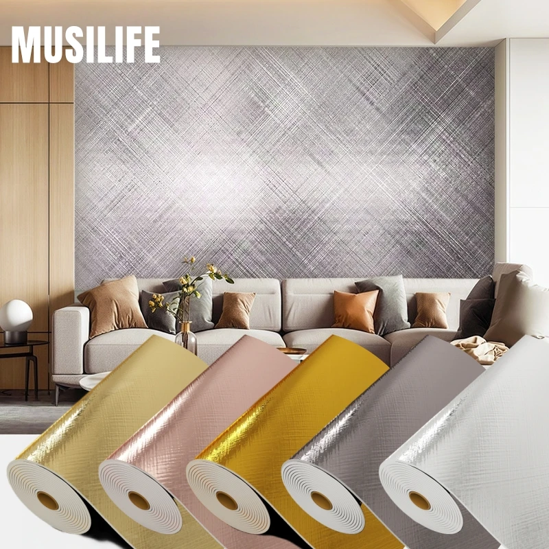 3M Thicken Foam Self Adhesive Wallpapers Home Decor Metallic Texture Peel and Stick Wall Panels for Living Room Wall Renovation