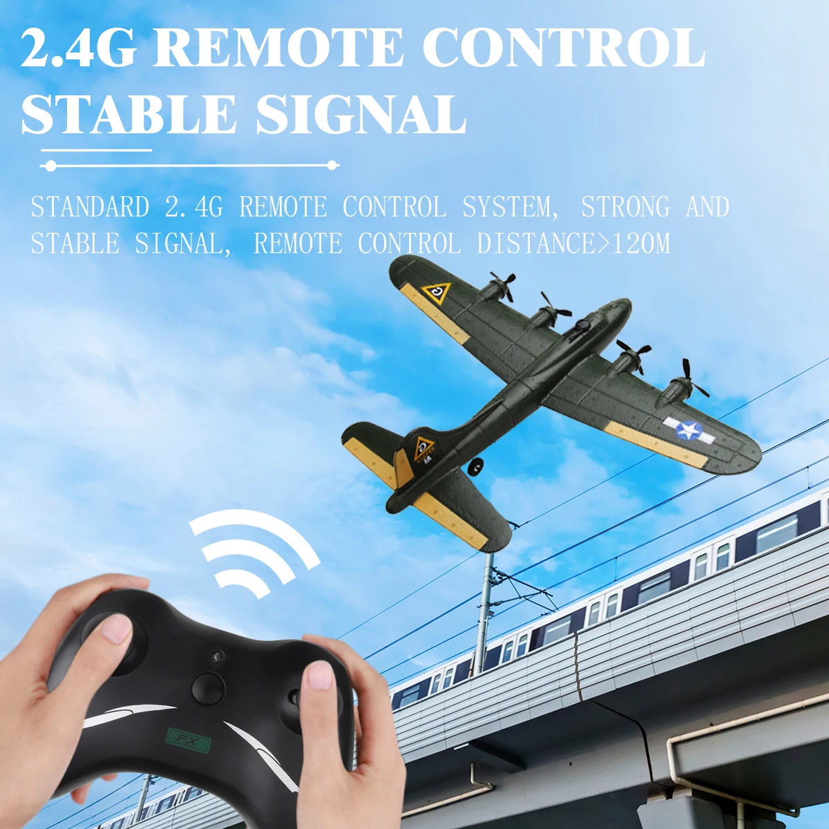 RC Plane B17 Bomber Fixed Wing Glider Remote Control Airplane Night Lights Remotely Piloted Aircarft FX817