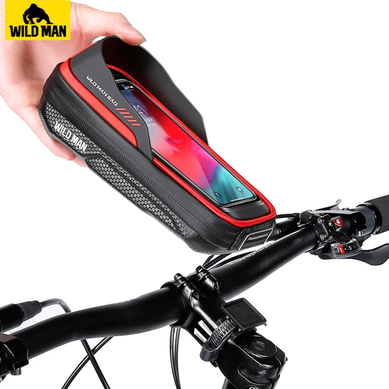 Wild Man Bicycle Stem Bag Touchscreen Folding Bike Front Bag Soft Shell 6.8\