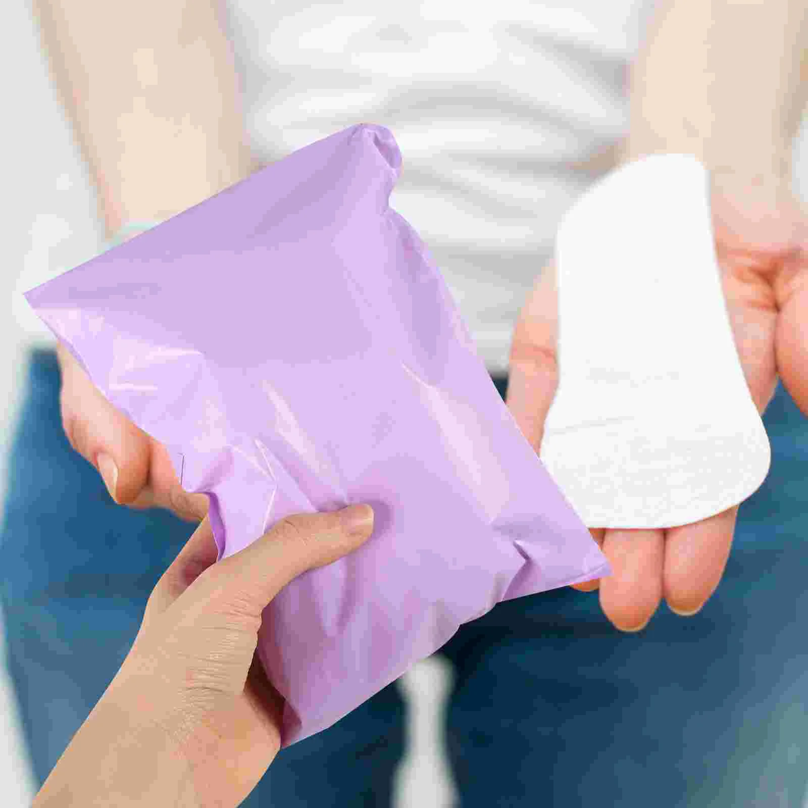 100 Pcs Trash Bags Sanitary Napkin Disposal Feminine Thicken Pouch Tampon Purple Self Seal Poly Girl Miss