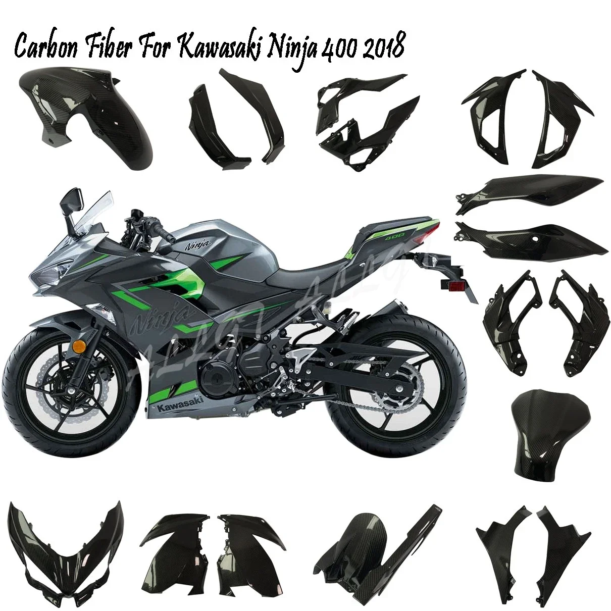 3K TWILL Carbon Fiber for Kawasaki Ninja 400 2018 Whole Bodywork Fairing