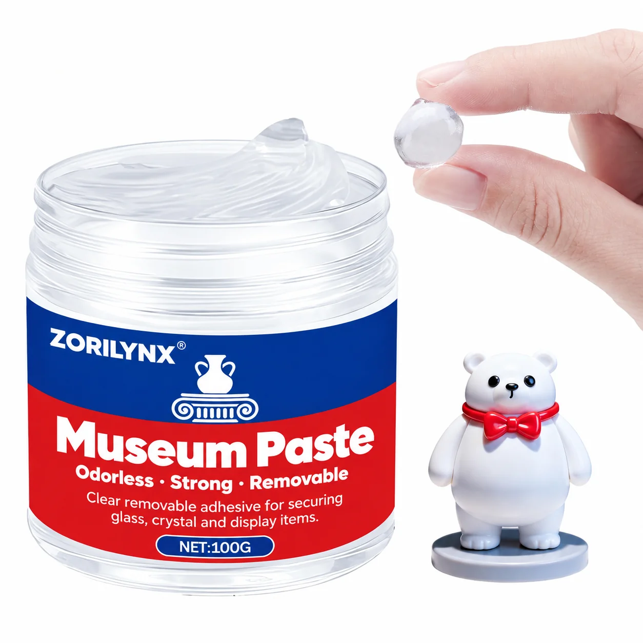 100ML Exhibition Gel Clear Removable Reusable Museum Display Adhesive for Collectibles Vases Figurines Glass Ceramic Decorations