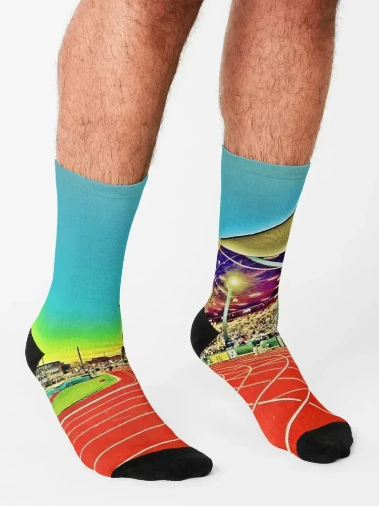 Runners Track and Field Pop Art Socks cartoon Antiskid soccer designer brand aesthetic Socks Woman Men's