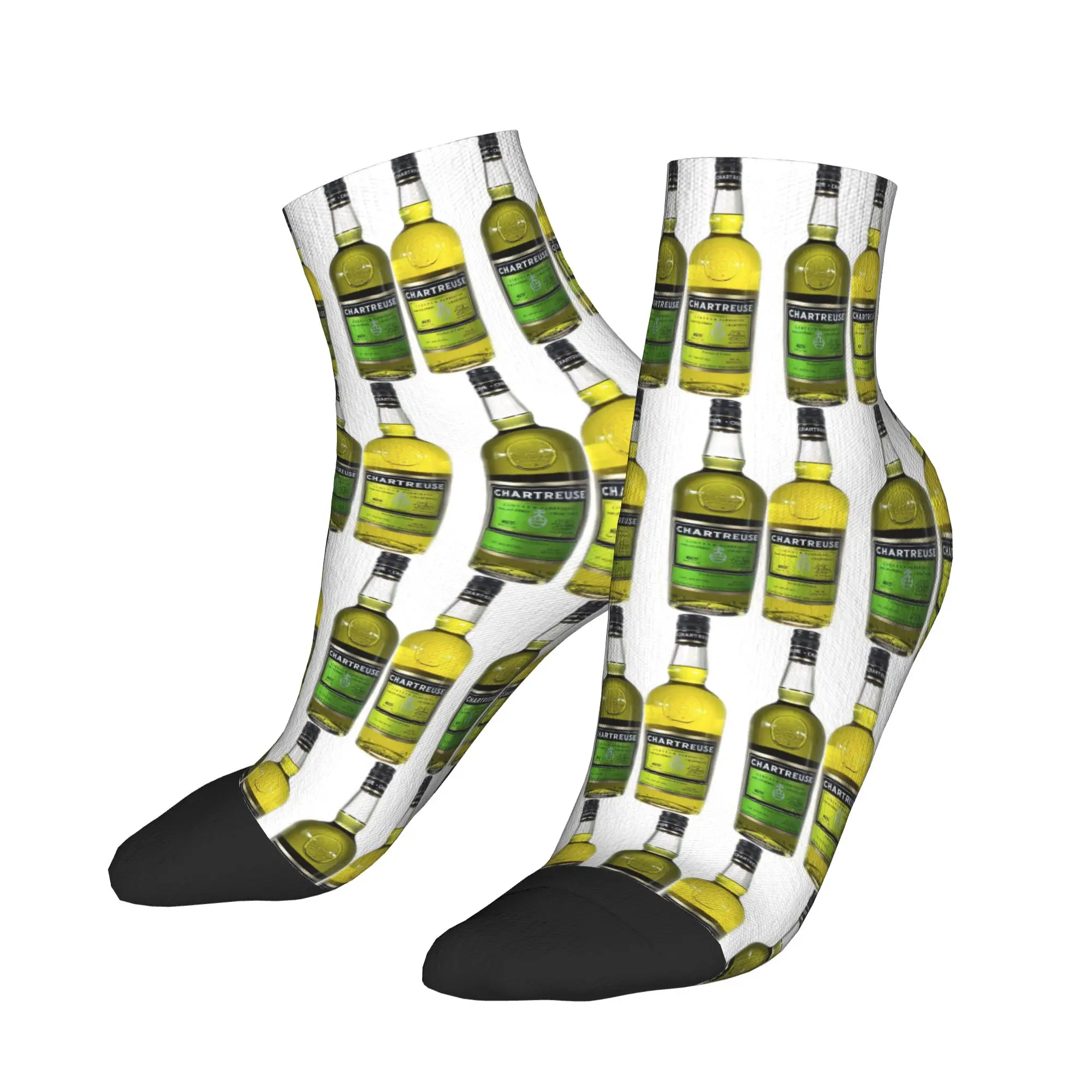 Calcetines con estampado de pintura al óleo de botella de Chartreuse verde, medias Harajuku de alta calidad, calcetines para todas las estaciones, accesorios para regalos unisex