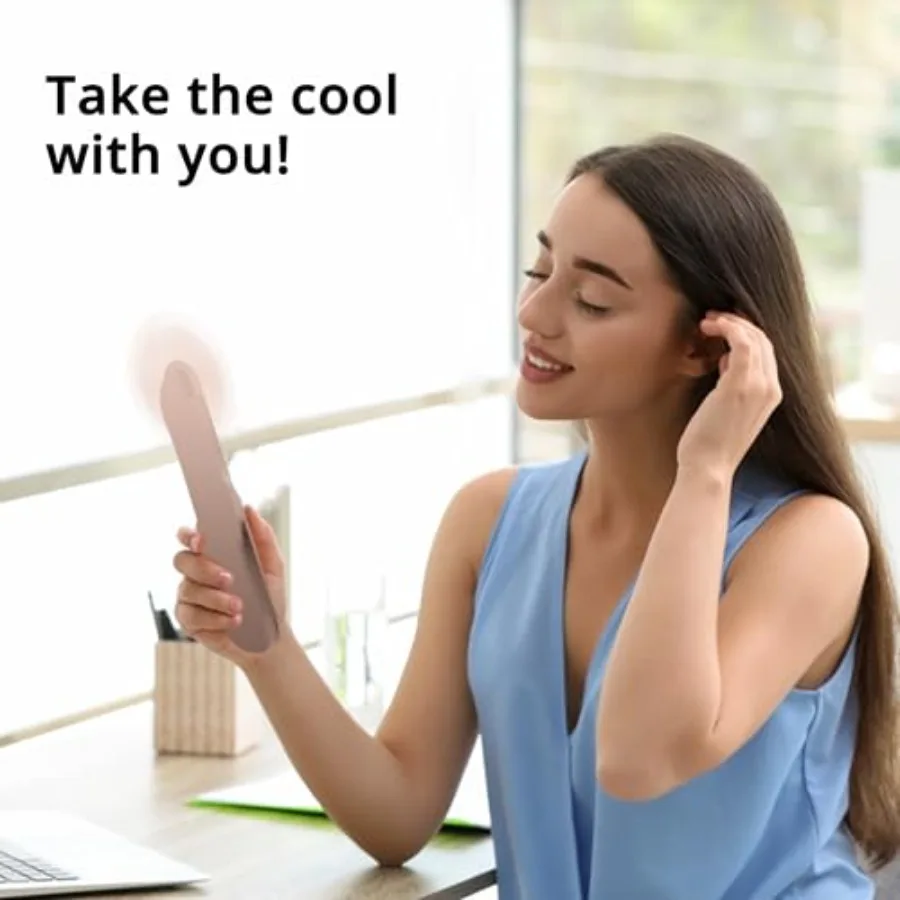 4 IN 1 Portable Handheld Fan - Multifunctional USB Rechargeable Foldable Cooling Fan with Power Bank, Flashlight, Mirror for Wo