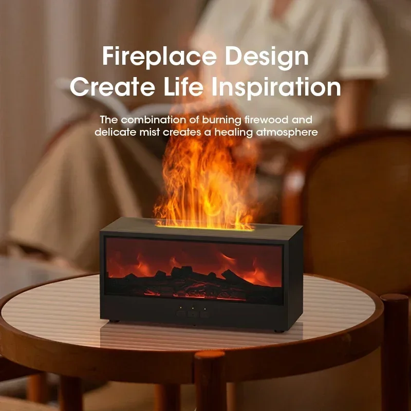

4 in 1 Intelligent Fireplace Flame Aromatherapy Humidifier with Remote Control Desktop Essential Oil Purifier for Home