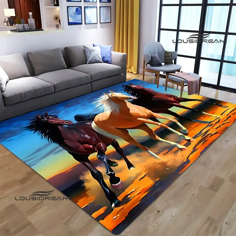 Horse Pentium Art Printed Carpet Living Room Bedroom Carpet Non -slip Door Mat Photography Props birthday gift