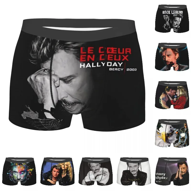 Custom Johnny Hallyday Underwear Men Breathbale France Rock Singer Boxer Briefs