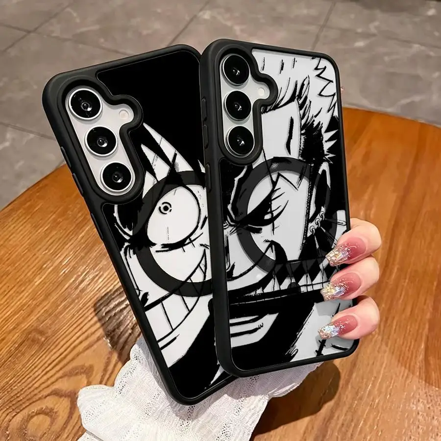 Ones Pieces Luffys Zoro Line Magnetic Phone Cover Case for Samsung Galaxy S26 S23+ S23 S25 S25 S24 FE S26+ S24+ Ultra S22 Plus