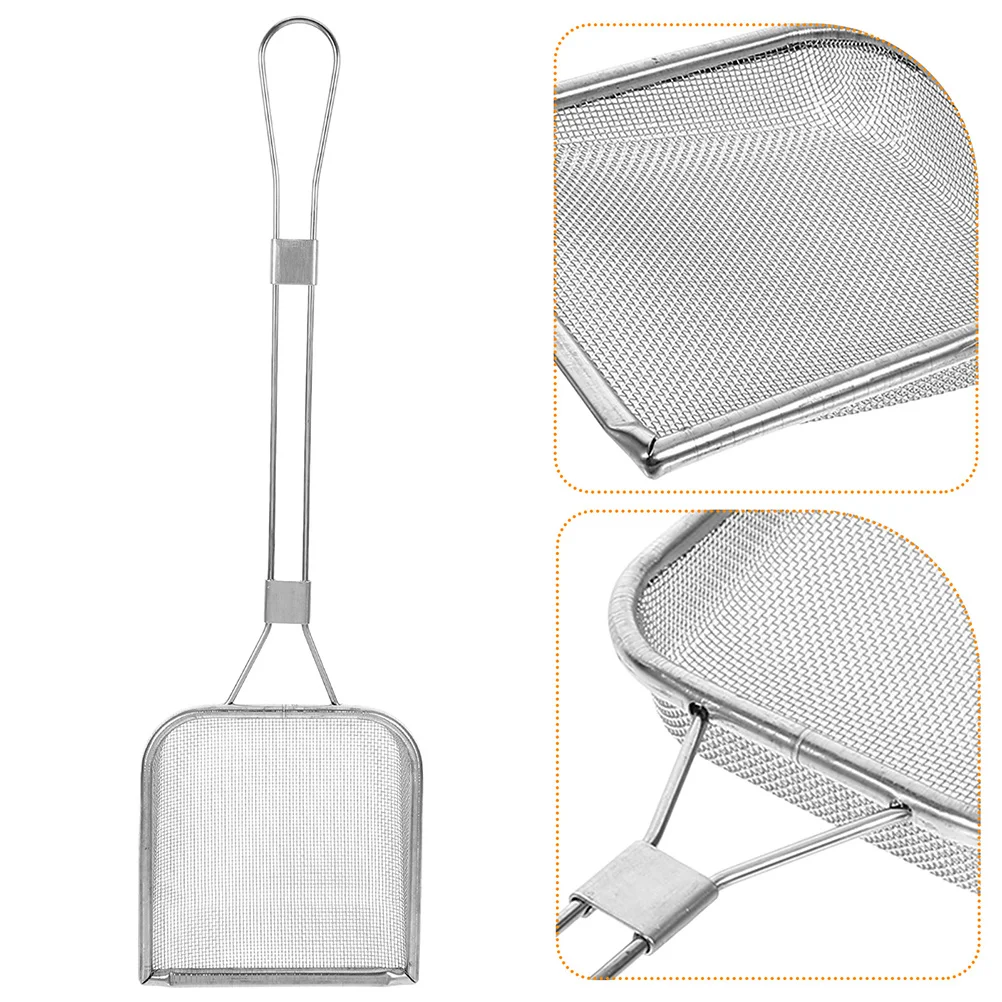 

2Pcs Stainless Steel Square Oil Residue Filter Shovel Fine Mesh Skimmer Spoon Large Capacity Kitchen Frying Strainer for Chicken