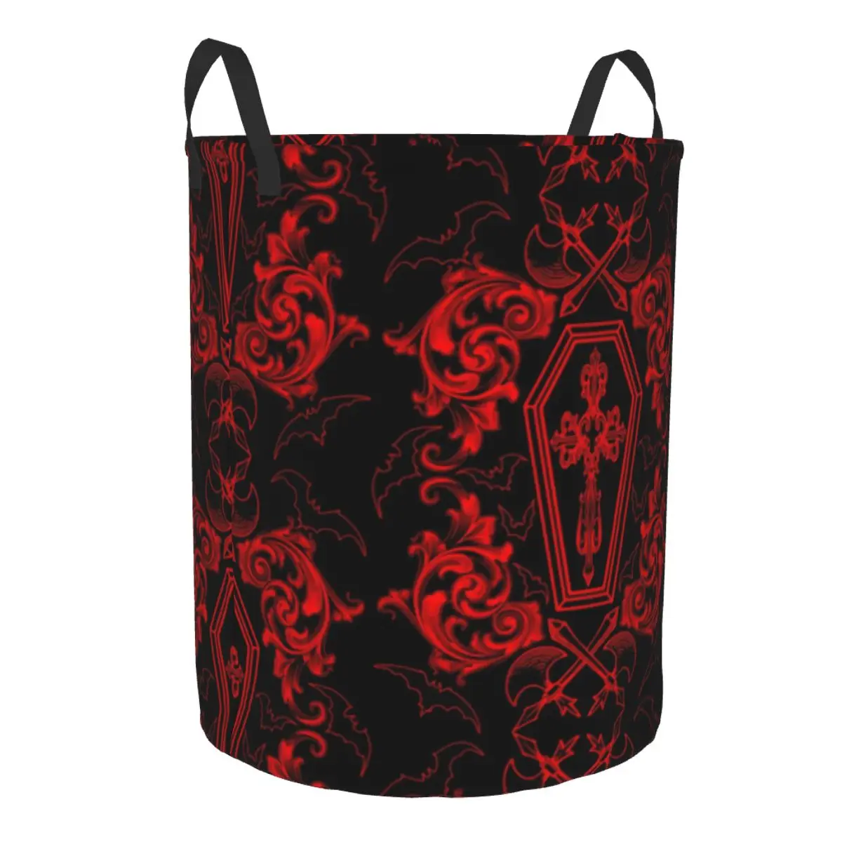 Custom Gothic Vampire Laundry Basket Foldable Large Capacity Clothing Storage Bin Halloween Haunted Mansion Baby Hamper