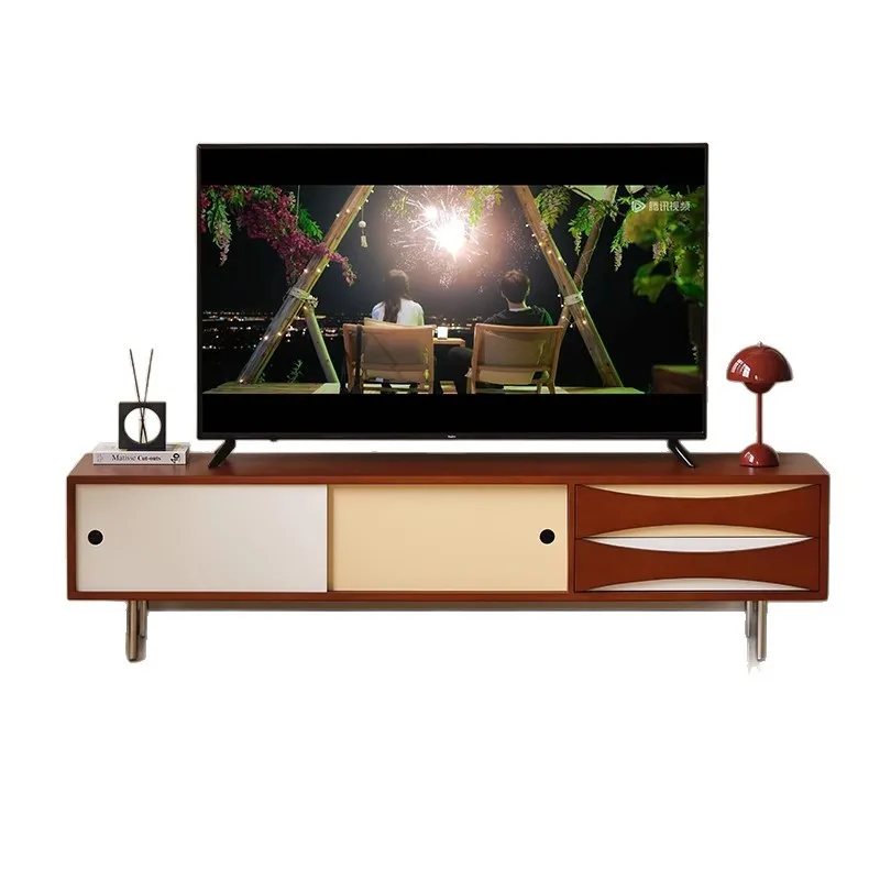 

Medieval solid wood TV cabinet Small household living room storage locker French