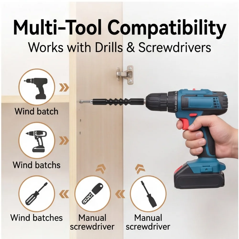360° Flexible Screwdriver Bit Holder, 1/4