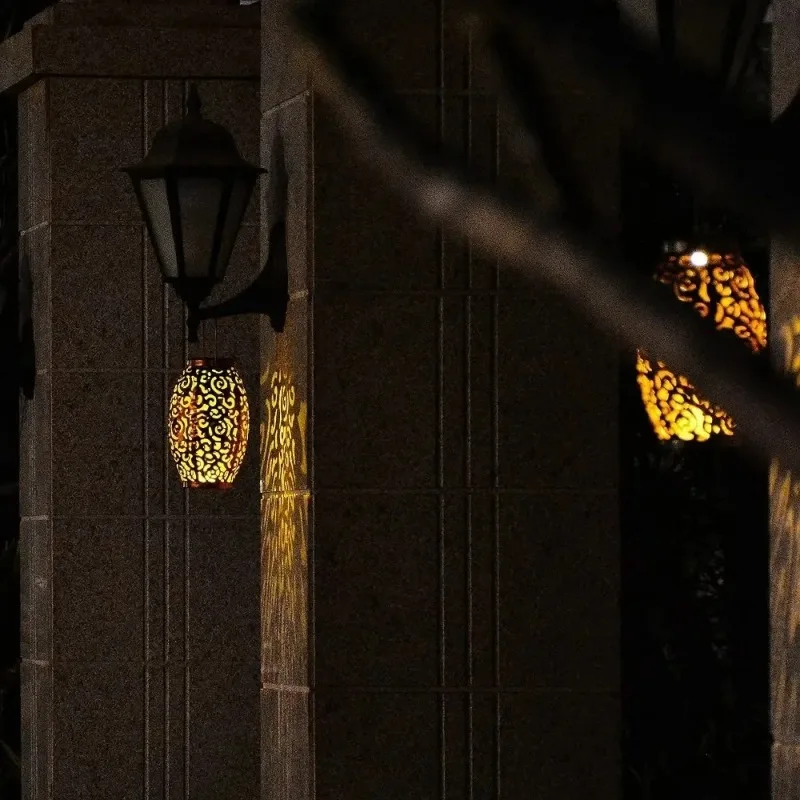 Solarlaternen, hängende Solarleuchten für den Außenbereich mit Griff, wasserdicht, dekorative Solar-Gartenleuchten aus Metall für Terrasse, Veranda, Weg