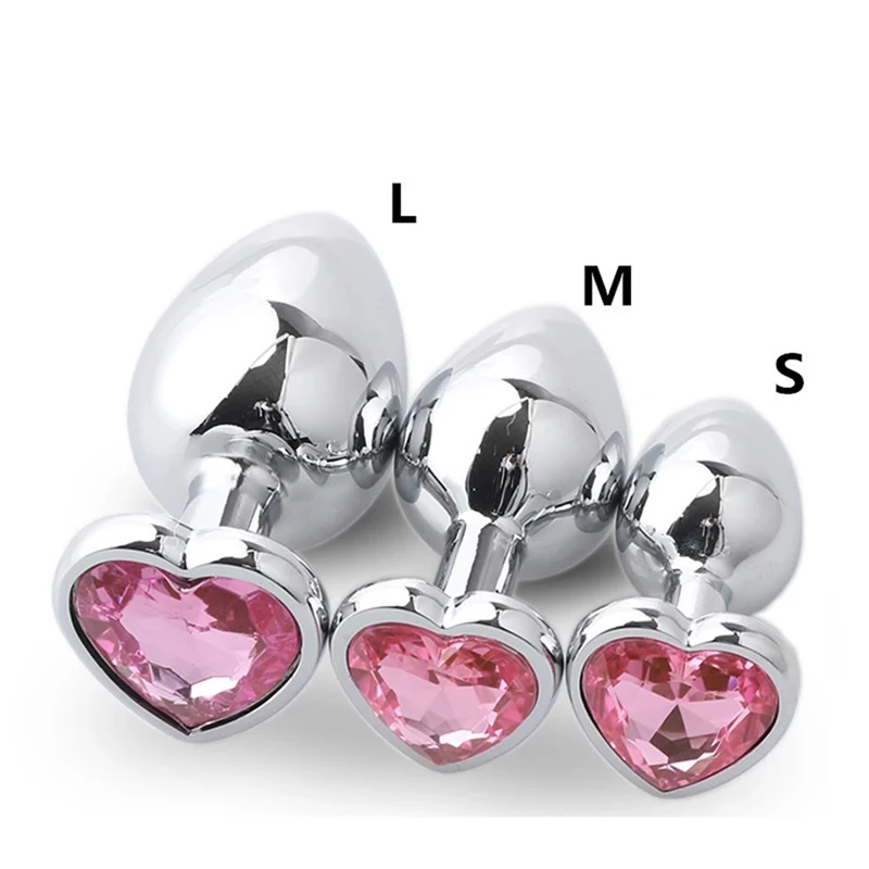 S M L sizes Heart-shaped stainless steel anal butt plug Masturbation Adult sex Toys prostate massage vibrator dildo for couple