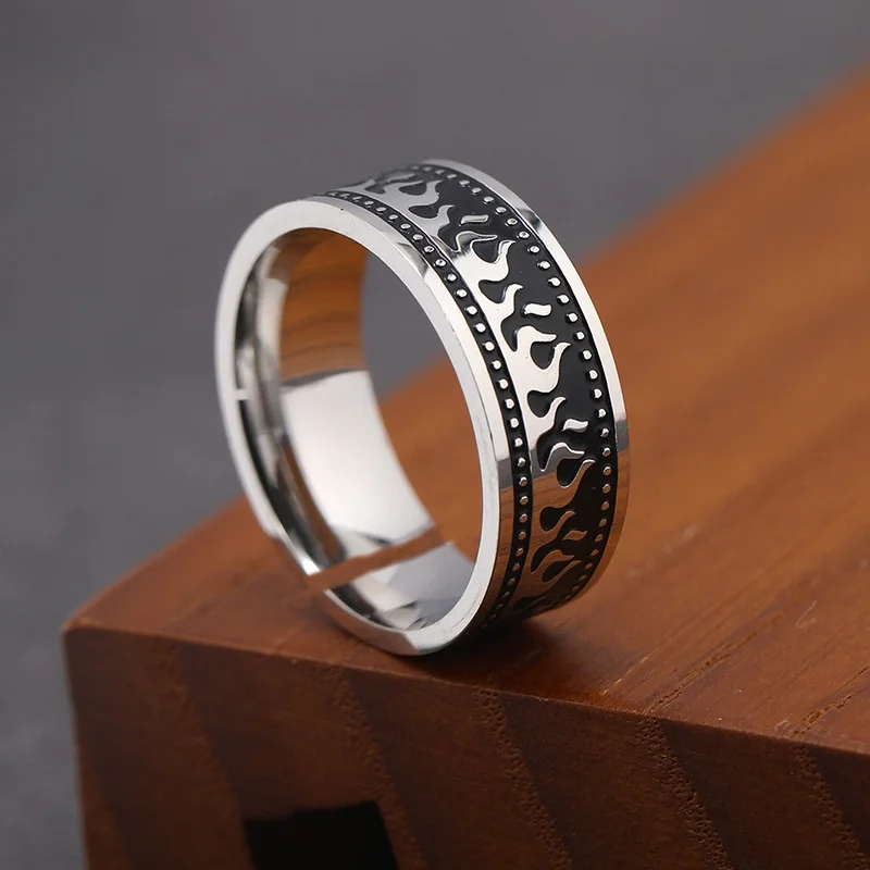 Vintage Geometric Figure Ring For Men Jewelry Adjustable Trendy Flame Ring Male Index Finger Accessories