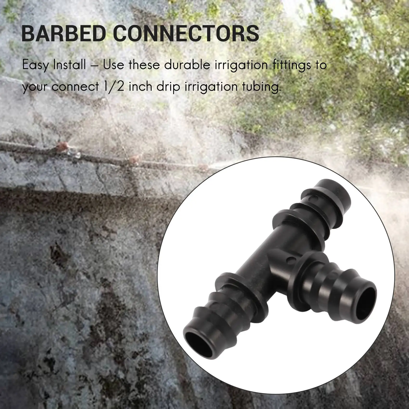 AB13-Irrigation Fittings Kit For 1/2 Inch Tubing- Barbed Connectors (Rain Bird 16Mm .520 ID)Drip Or Sprinkler Systems