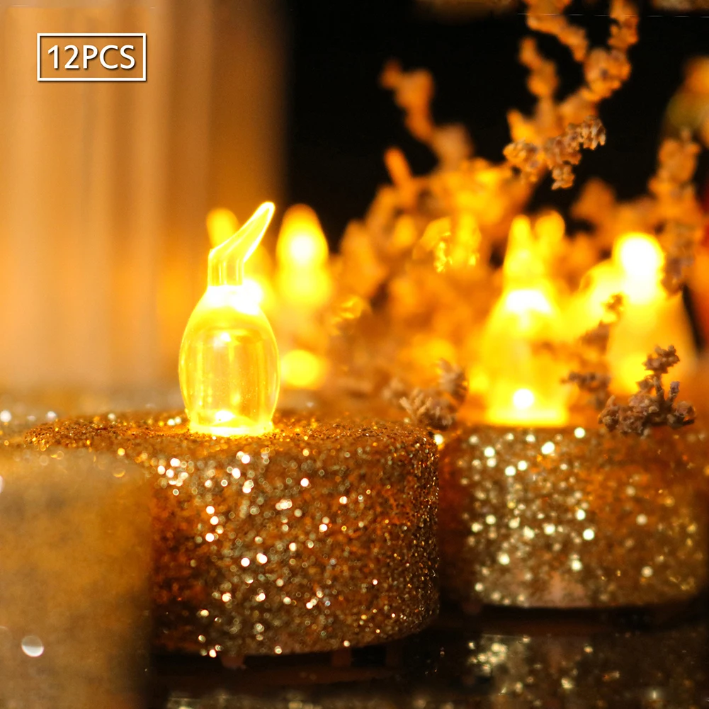 12Pack Flameless LED Tea Lights Candles 100+Hour Battery Operated Fake Electric Candles For Wedding Centerpiece Table Decor