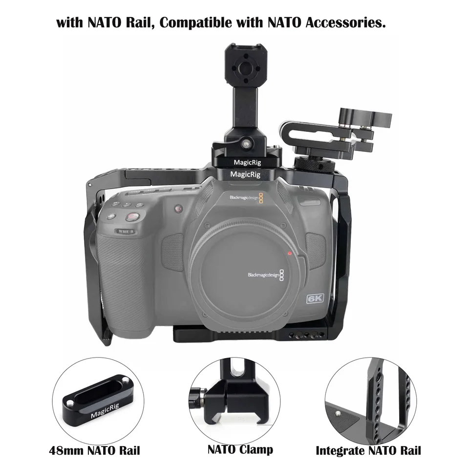 MAGICRIG BMPCC 6K Pro/G2 フルカメラケージ NATOハンドル NATOレール