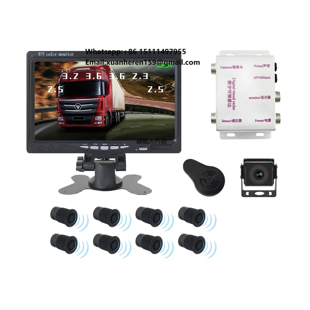 

12V 36V 8 Sensors AHD Monito Truck Blind Spot Detection System Bus Truck Parking Sensor Truck and Car Reversing Aids
