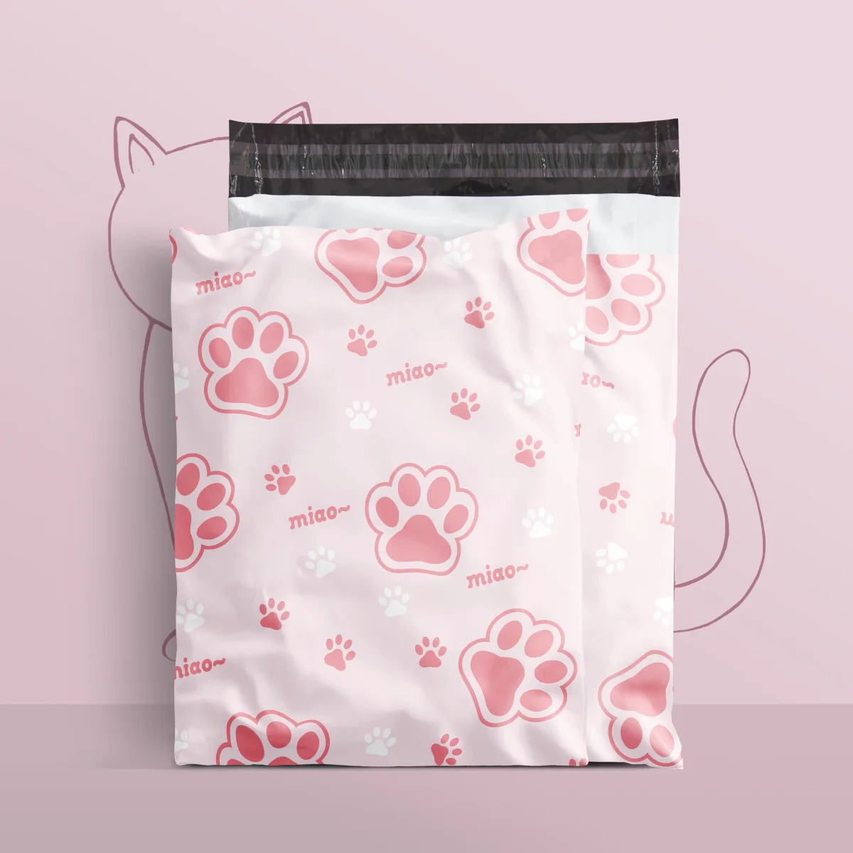 10x13 inches Pink Poly Mailer Cat Claw Print Courier Storage Bag Self Seal Express Packing Bag Waterproof Mailing Envelope 10Pcs