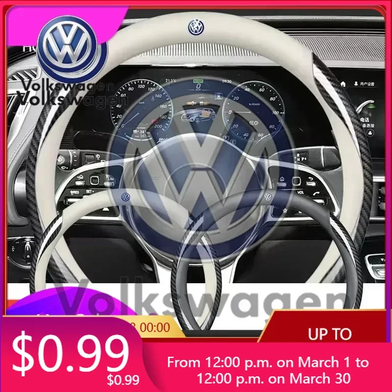 

Emblems For VOLKSWAGEN VW New Jetta VW For Volkswagen PU Carbon Fiber Leather Car Steering Wheel Cover Car Accessories For Volks